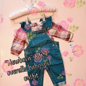 "Newborn" NWT baby girl overalls outfit 👶💋